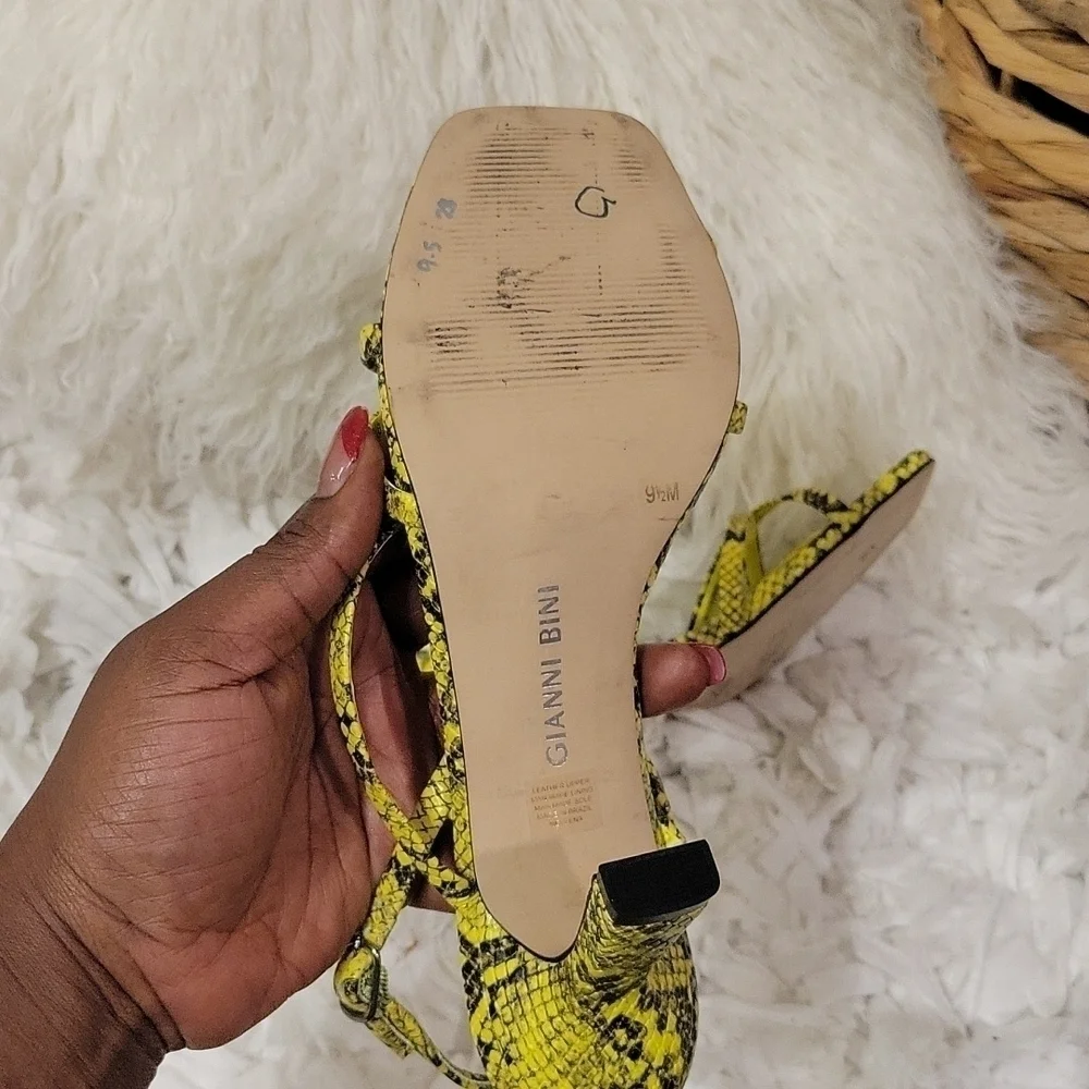 Gianni bini neveena yellow Reptile snake skin Strappy sandals
